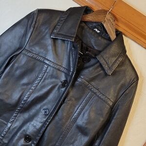 Akoury Montreal Genuine Leather Jacket‎ Women's M — Black — Button Front
